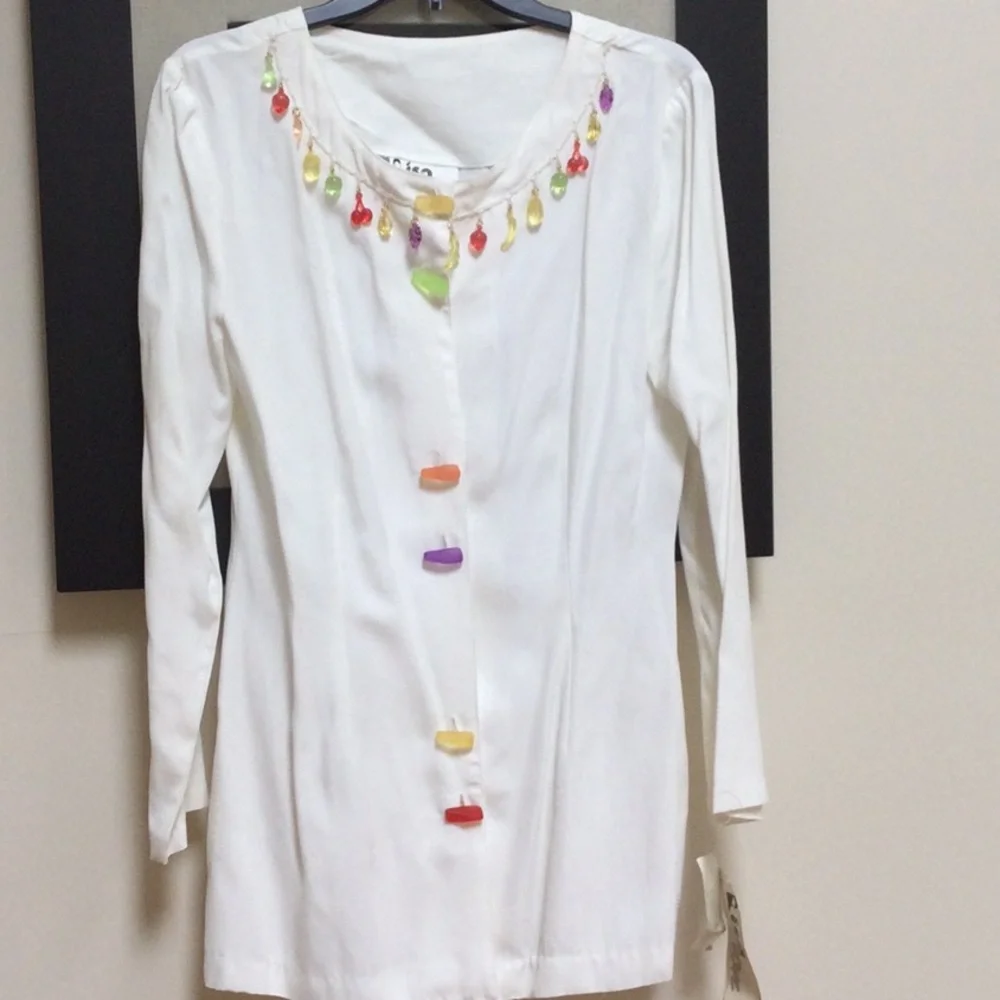 NWT Unique Vintage Lisa Peron Sz M Rayon Jacket w Bead Enhancement - Picture 3 of 8